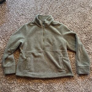 Eddie Bauer Olive Green Sherpa Zip Pullover